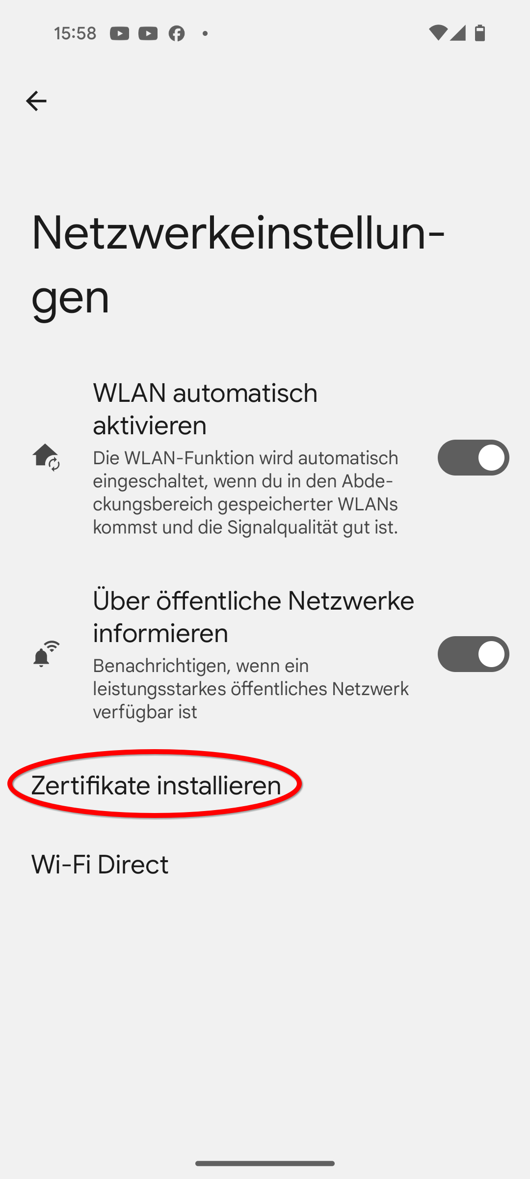 Zertifikat installieren 1