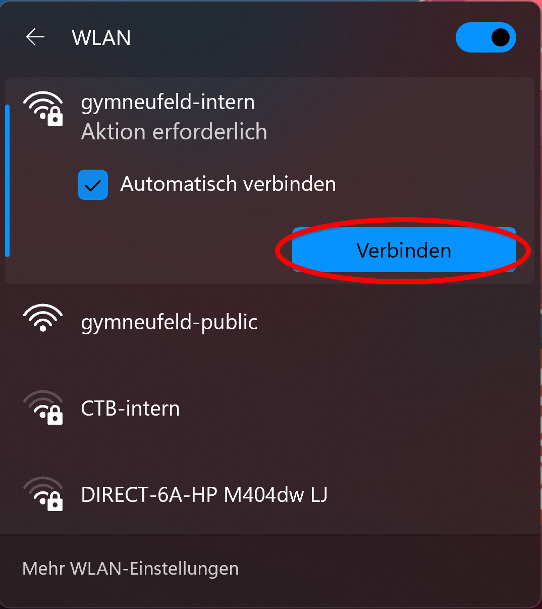 WLAN Verbindung aufbauen Windows 3