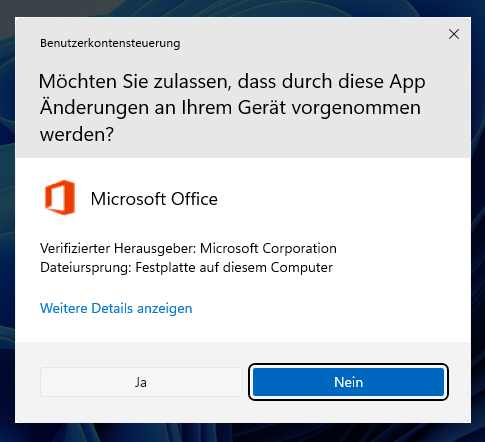 Installation bestätigen