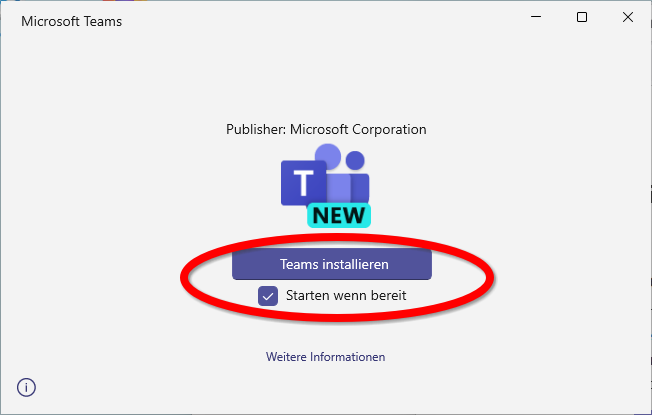 Installieren Teams App 3