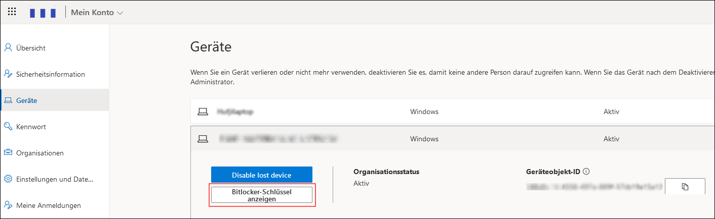 Bitlocker-Key anzeigen 1